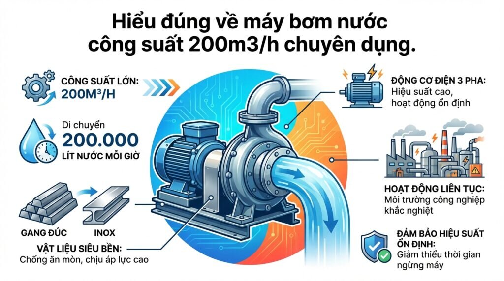 Hiểu đúng về máy bơm nước công suất 200m3/h chuyên dụng.
