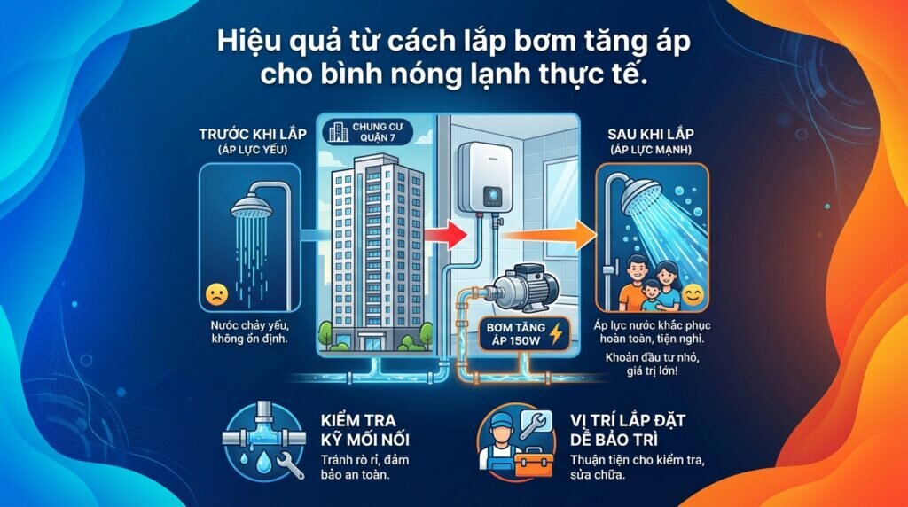 Hiệu quả từ cách lắp bơm tăng áp cho bình nóng lạnh thực tế.