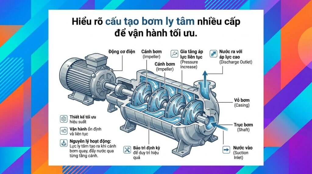 Hiểu rõ cấu tạo bơm ly tâm nhiều cấp để vận hành tối ưu.