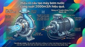 Hiểu rõ cấu tạo máy bơm nước công suất 2000m3/h hiệu quả.