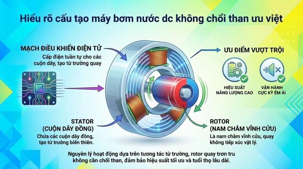 Hiểu rõ cấu tạo máy bơm nước dc không chổi than ưu việt.