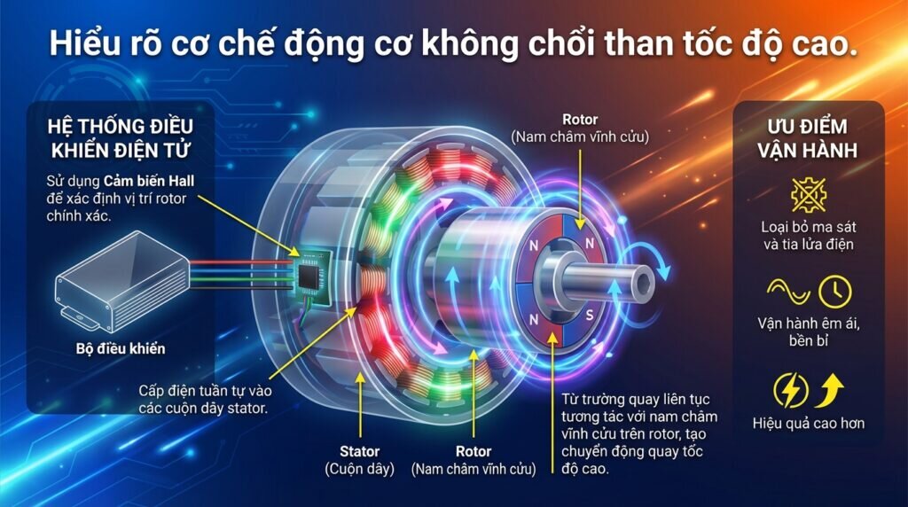 Hiểu rõ cơ chế động cơ không chổi than tốc độ cao.