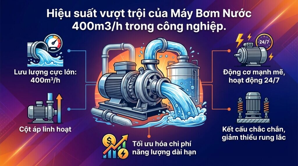 Hiệu suất vượt trội của Máy Bơm Nước 400m3/h trong công nghiệp.