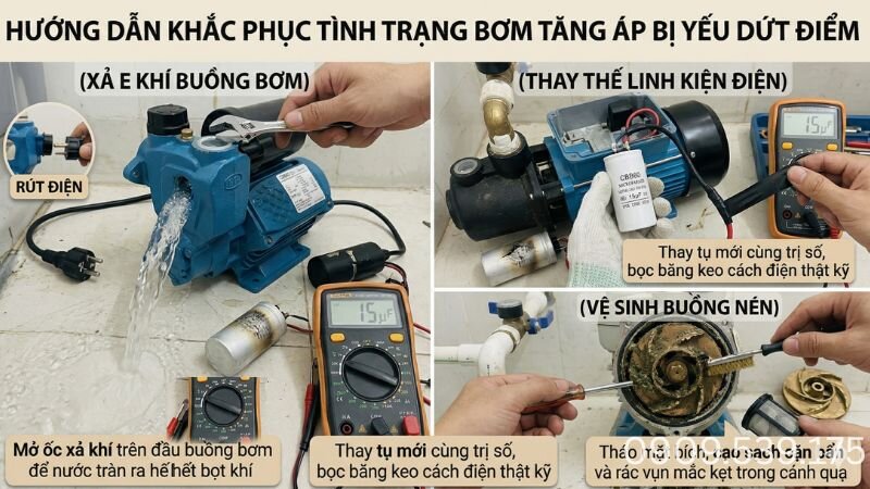 Hướng dẫn cách khắc phục tình trạng bơm tăng áp bị yếu dứt điểm