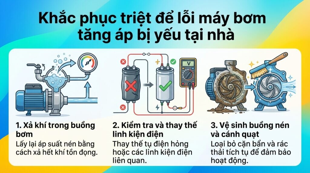 Khắc phục triệt để lỗi máy bơm tăng áp bị yếu tại nhà.