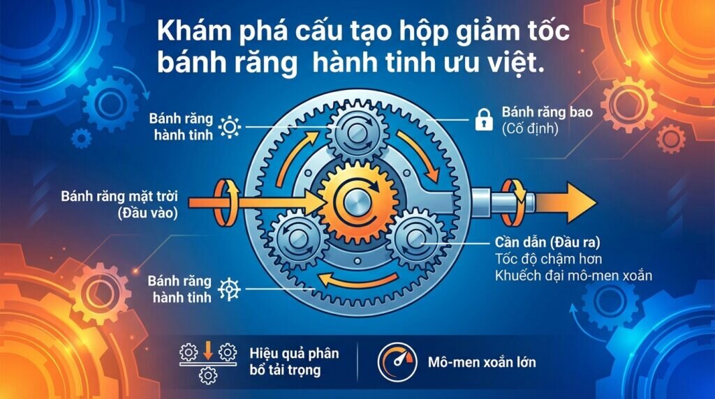 Khám phá cấu tạo hộp giảm tốc bánh răng hành tinh ưu việt.
