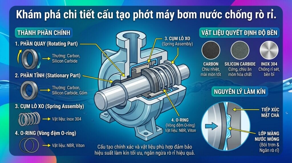 Khám phá chi tiết cấu tạo phớt máy bơm nước chống rò rỉ.