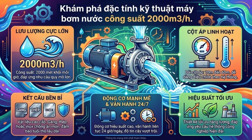 Khám phá đặc tính kỹ thuật máy bơm nước công suất 2000m3/h.
