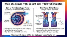 Khám phá nguyên lý khi so sánh bơm ly tâm và bơm piston.