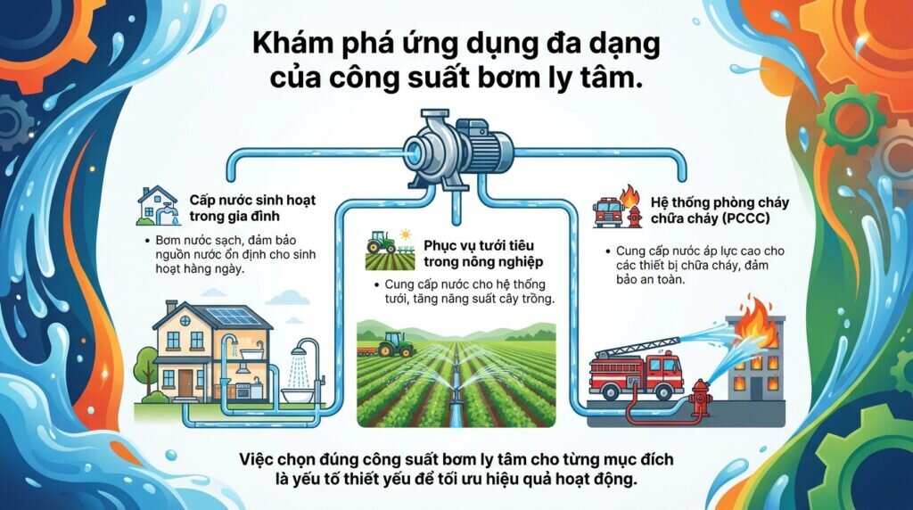 Khám phá ứng dụng đa dạng của công suất bơm ly tâm.