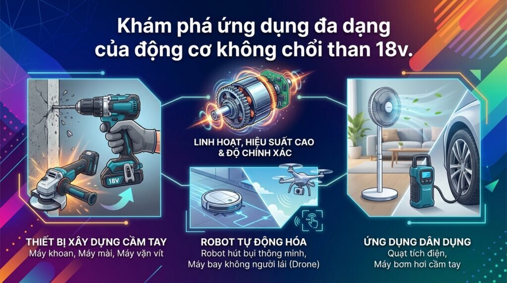 Khám phá ứng dụng đa dạng của động cơ không chổi than 18v.