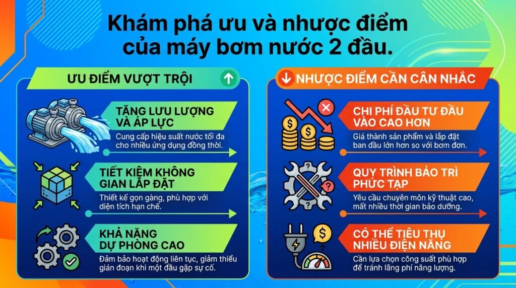 Khám phá ưu và nhược điểm của máy bơm nước 2 đầu.