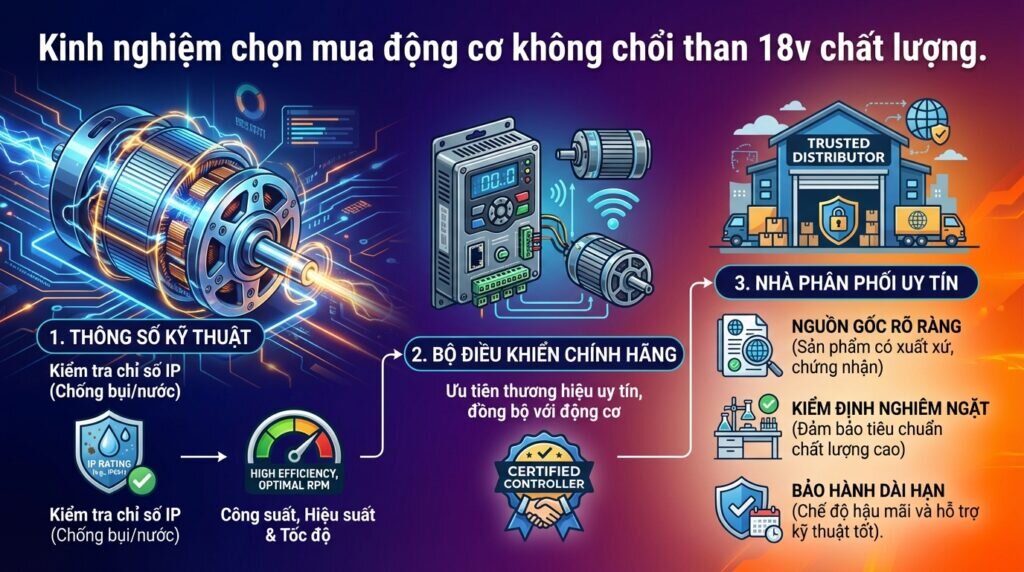 Kinh nghiệm chọn mua động cơ không chổi than 18v chất lượng.