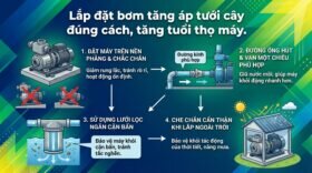 Lắp đặt bơm tăng áp tưới cây đúng cách, tăng tuổi thọ máy.
