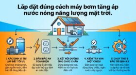 Lắp đặt đúng cách máy bơm tăng áp nước nóng năng lượng mặt trời.