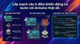 Lắp mạch cầu h điều khiển động cơ bước với Arduino thật dễ.