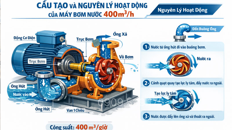 Cấu tạo và nguyên lý hoạt động máy bơm nước 400m3h