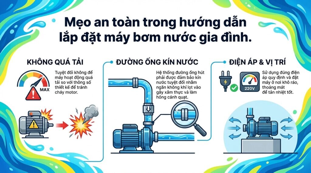 Mẹo an toàn trong hướng dẫn lắp đặt máy bơm nước gia đình.