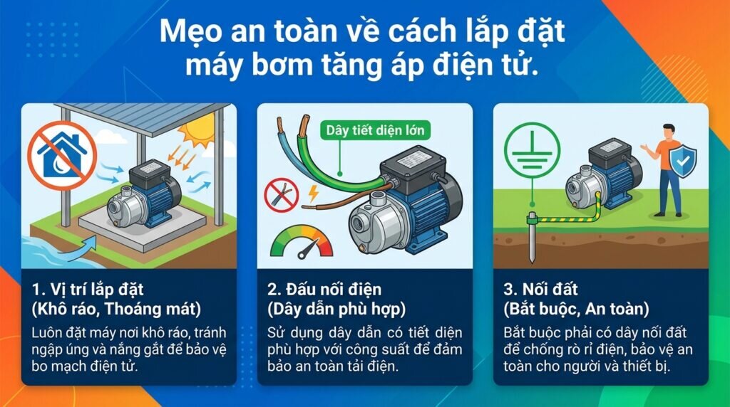 Mẹo an toàn về cách lắp đặt máy bơm tăng áp điện tử.