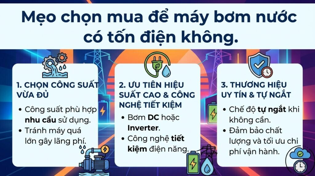 Mẹo chọn mua để máy bơm nước có tốn điện không.