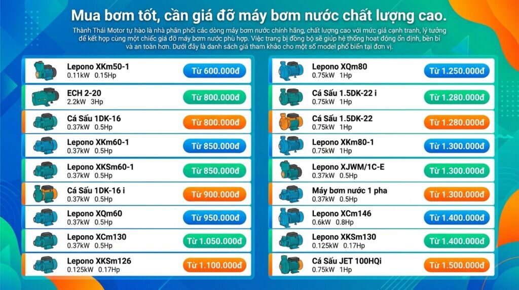 Mua bơm tốt, cần giá đỡ máy bơm nước chất lượng cao.