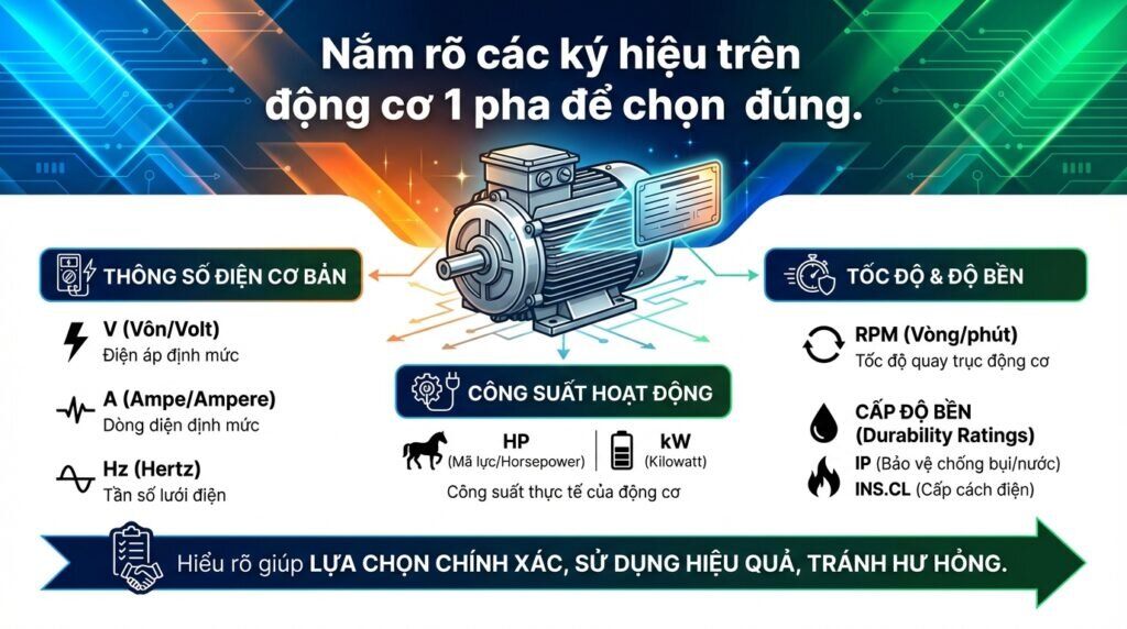Nắm rõ các ký hiệu trên động cơ 1 pha để chọn đúng.