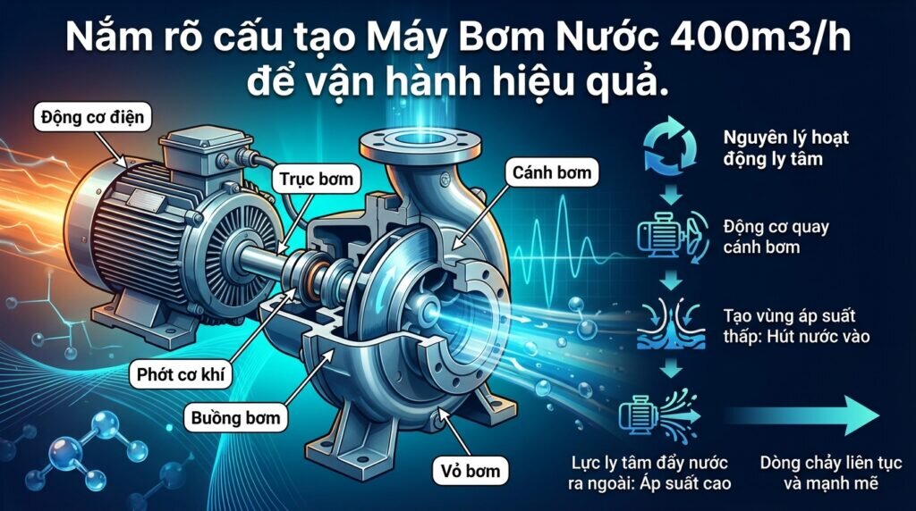 Nắm rõ cấu tạo Máy Bơm Nước 400m3/h để vận hành hiệu quả.