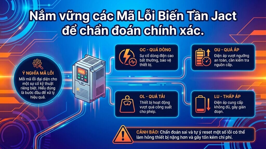 Nắm vững các Mã Lỗi Biến Tần Jact để chẩn đoán chính xác.