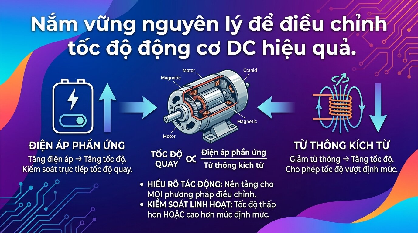Nắm vững nguyên lý để điều chỉnh tốc độ động cơ DC hiệu quả.