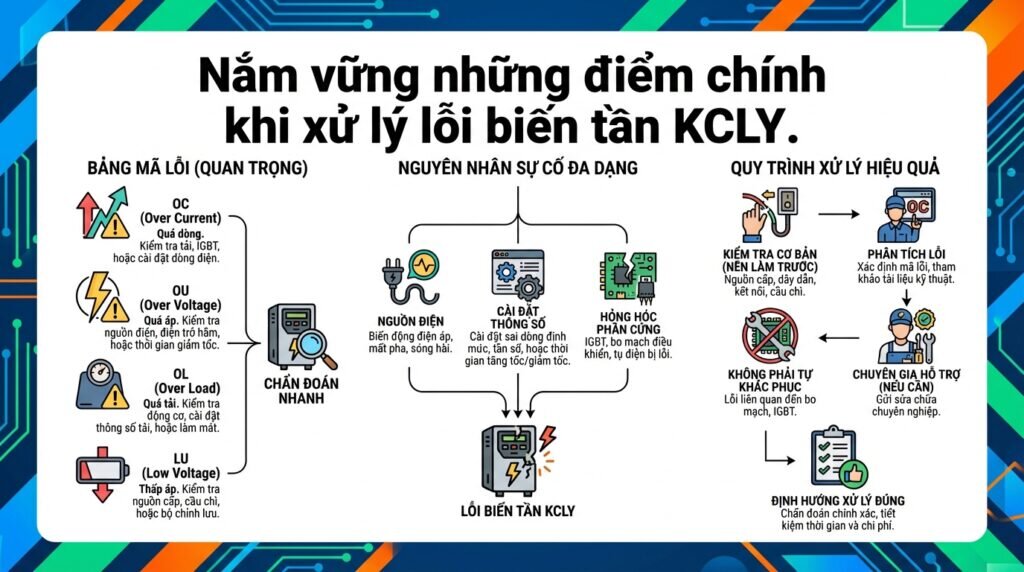 Nắm vững những điểm chính khi xử lý lỗi biến tần KCLY.