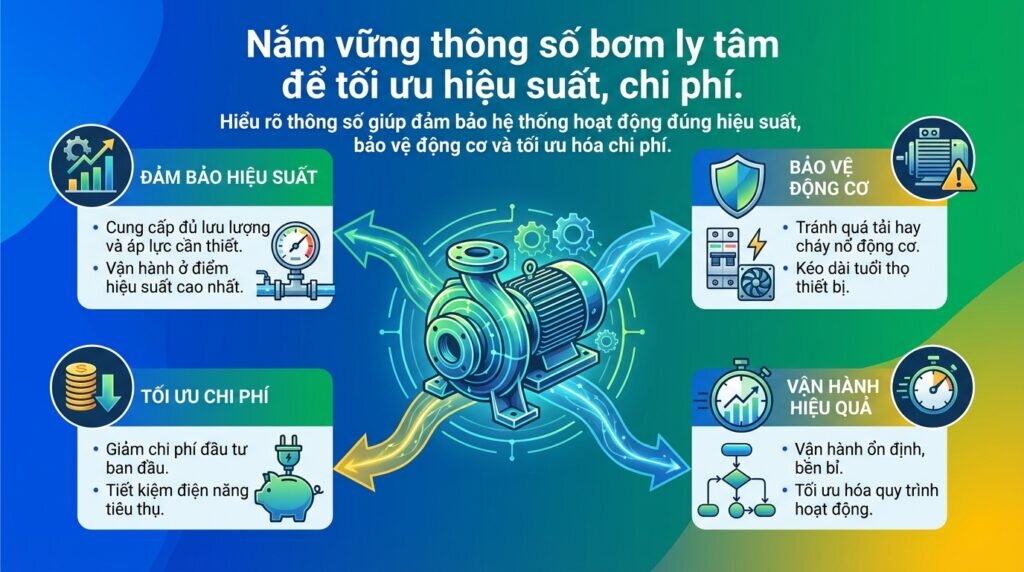 Nắm vững thông số bơm ly tâm để tối ưu hiệu suất, chi phí.