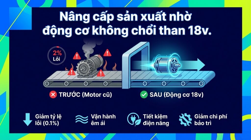 Nâng cấp sản xuất nhờ động cơ không chổi than 18v.