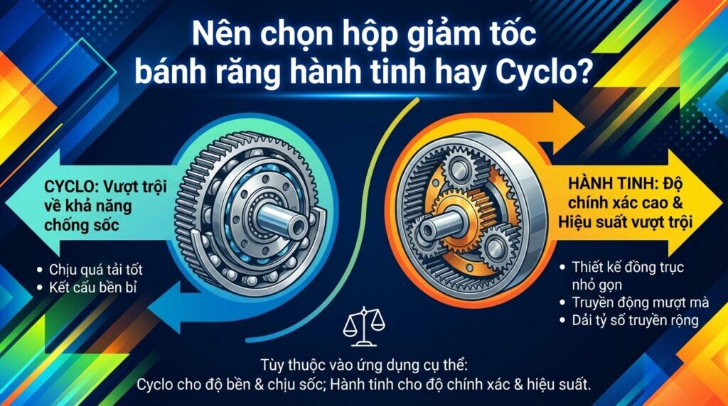 Nên chọn hộp giảm tốc bánh răng hành tinh hay Cyclo?