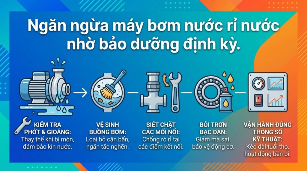 Ngăn ngừa máy bơm nước rỉ nước nhờ bảo dưỡng định kỳ.