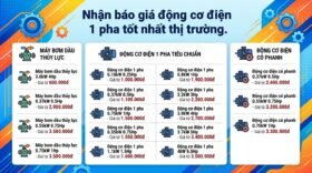 Nhận báo giá động cơ điện 1 pha tốt nhất thị trường.