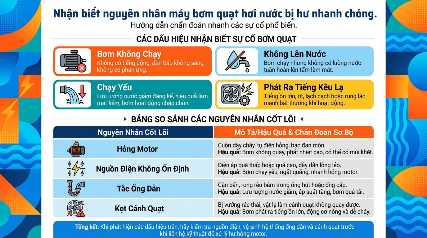 Nhận biết nguyên nhân máy bơm quạt hơi nước bị hư nhanh chóng.