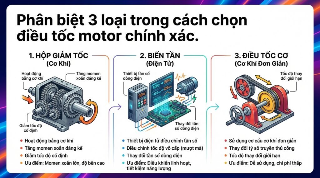 Phân biệt 3 loại trong cách chọn điều tốc motor chính xác.