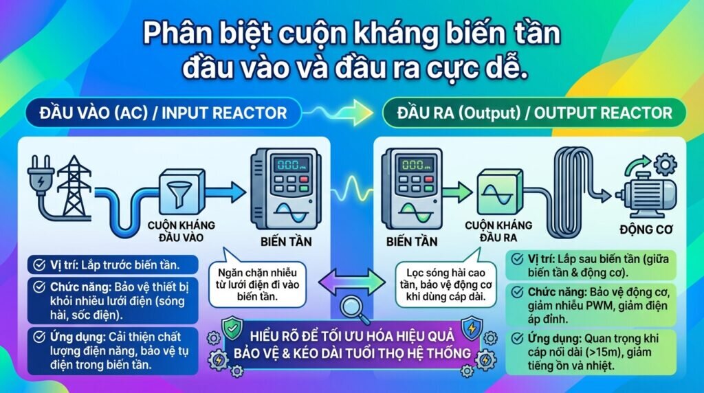 Phân biệt cuộn kháng biến tần đầu vào và đầu ra cực dễ.