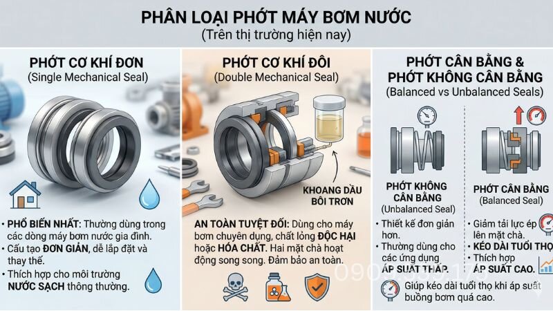 Phân loại về dòng phớt máy bơm