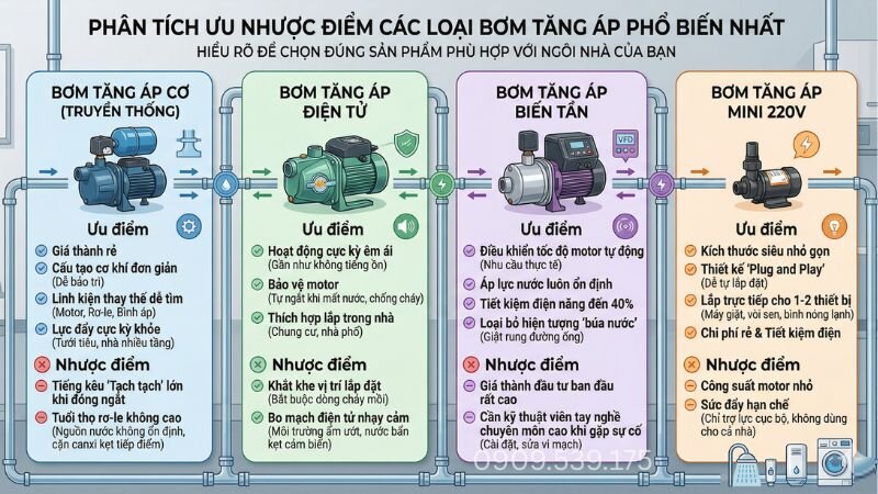 Ưu điểm và nhược điểm của dòng bơm tăng áp