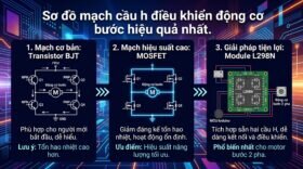 Sơ đồ mạch cầu h điều khiển động cơ bước hiệu quả nhất.