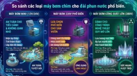 So sánh các loại máy bơm chìm cho đài phun nước phổ biến.