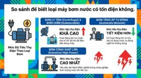 So sánh để biết loại máy bơm nước có tốn điện không.
