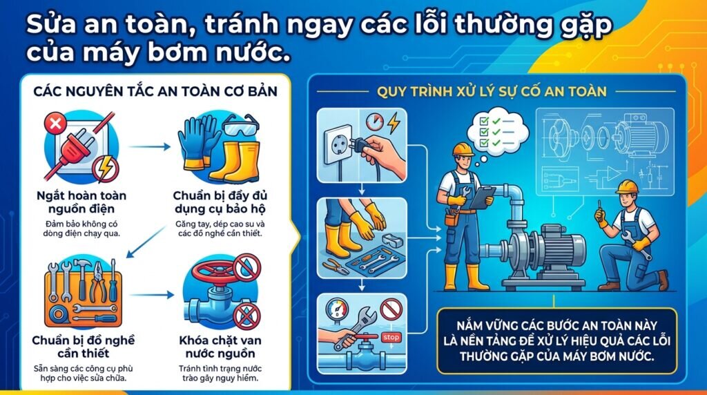 Sửa an toàn, tránh ngay các lỗi thường gặp của máy bơm nước.