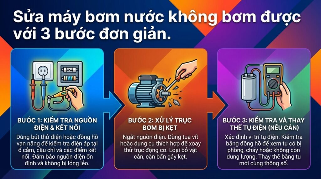 Sửa máy bơm nước không bơm được với 3 bước đơn giản.