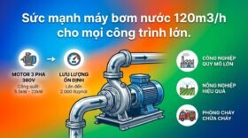 Sức mạnh máy bơm nước 120m3/h cho mọi công trình lớn.