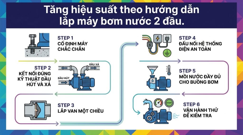 Tăng hiệu suất theo hướng dẫn lắp máy bơm nước 2 đầu.