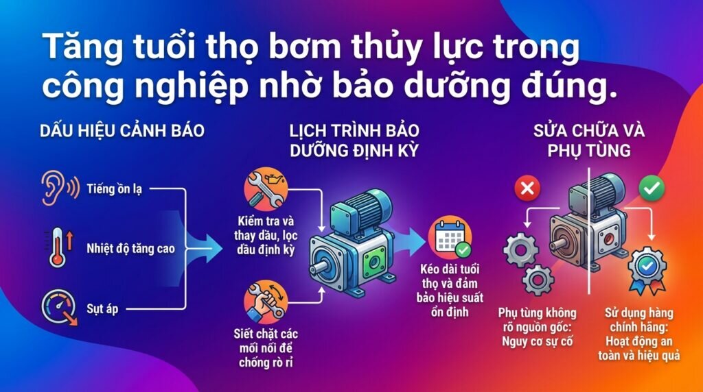 Tăng tuổi thọ bơm thủy lực trong công nghiệp nhờ bảo dưỡng đúng.