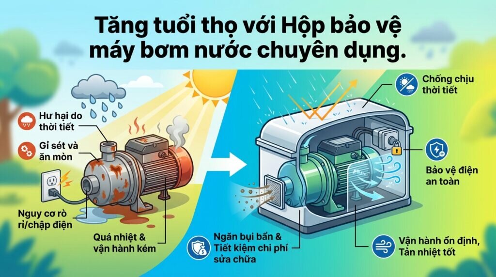 Tăng tuổi thọ với Hộp bảo vệ máy bơm nước chuyên dụng.