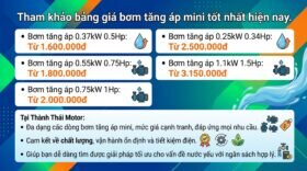 Tham khảo bảng giá bơm tăng áp mini tốt nhất hiện nay.